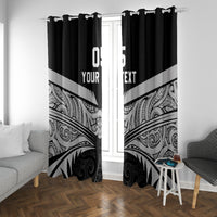 Custom New Zealand Cricket Window Curtain Go Champions World Cup 2024 With Maori Pattern LT05 With Grommets Black - Polynesian Pride