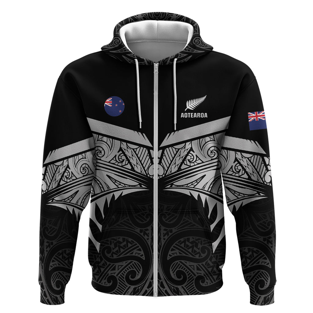 Custom New Zealand Cricket Zip Hoodie Go Champions World Cup 2024 With Maori Pattern