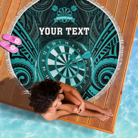 Personalised New Zealand Darts Beach Blanket Turquoise Dart Board Maori Pattern LT05 - Polynesian Pride