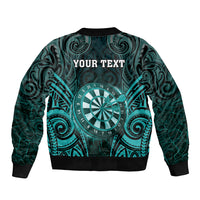 Personalised New Zealand Darts Bomber Jacket Turquoise Dart Board Maori Pattern LT05 - Polynesian Pride