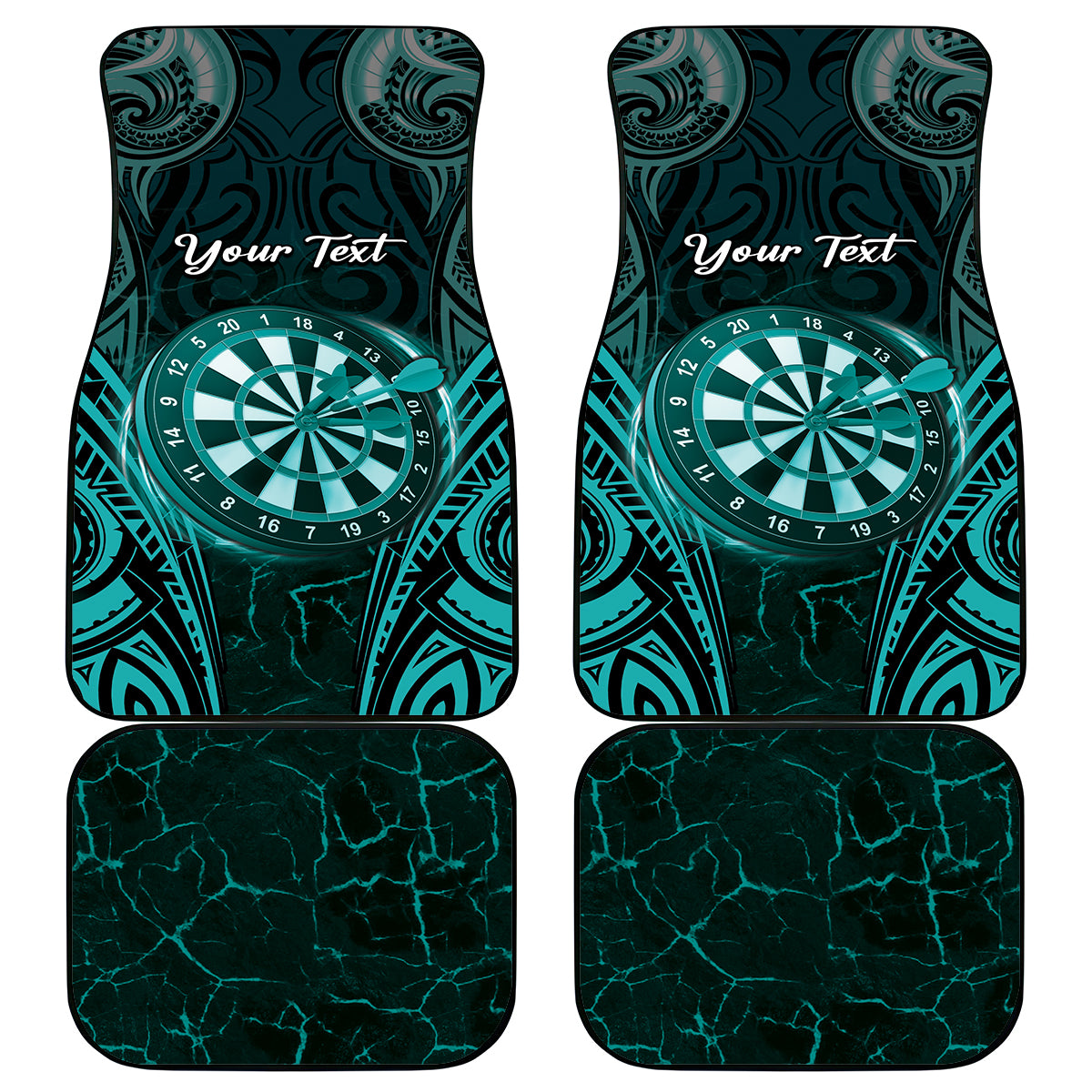 Personalised New Zealand Darts Car Mats Turquoise Dart Board Maori Pattern LT05 - Polynesian Pride