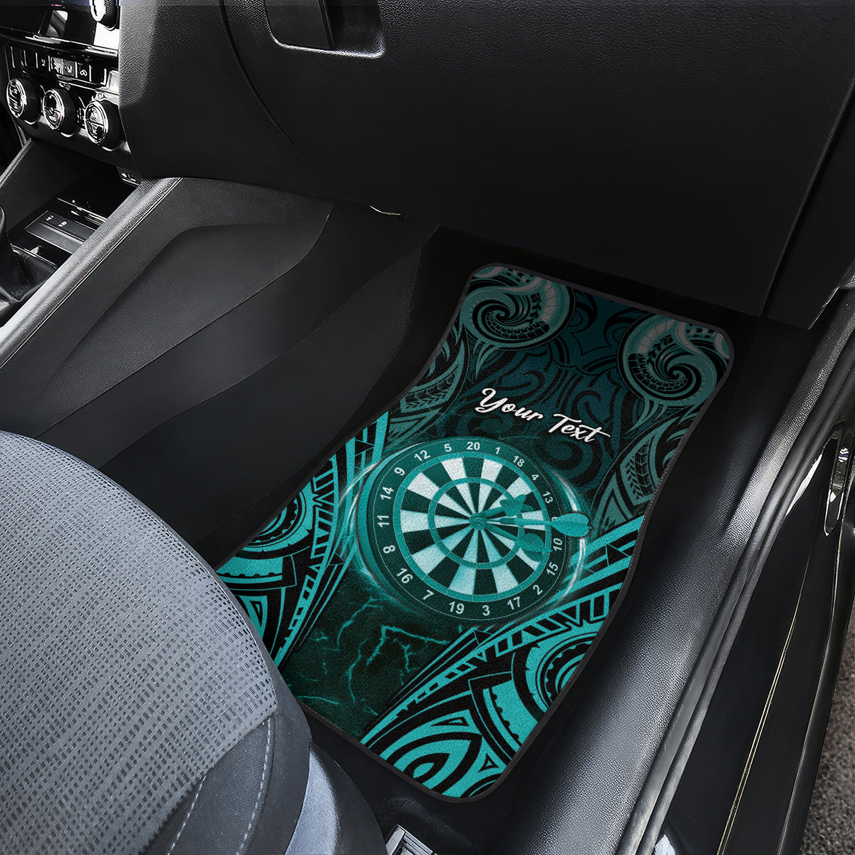 Personalised New Zealand Darts Car Mats Turquoise Dart Board Maori Pattern LT05 - Polynesian Pride