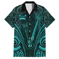 Personalised New Zealand Darts Family Matching Long Sleeve Bodycon Dress and Hawaiian Shirt Turquoise Dart Board Maori Pattern LT05 Dad's Shirt - Short Sleeve Turquoise - Polynesian Pride