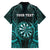 Personalised New Zealand Darts Family Matching Off Shoulder Maxi Dress and Hawaiian Shirt Turquoise Dart Board Maori Pattern