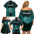 Personalised New Zealand Darts Family Matching Off Shoulder Short Dress and Hawaiian Shirt Turquoise Dart Board Maori Pattern