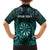 Personalised New Zealand Darts Family Matching Puletasi and Hawaiian Shirt Turquoise Dart Board Maori Pattern