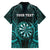 Personalised New Zealand Darts Family Matching Short Sleeve Bodycon Dress and Hawaiian Shirt Turquoise Dart Board Maori Pattern