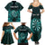 Personalised New Zealand Darts Family Matching Summer Maxi Dress and Hawaiian Shirt Turquoise Dart Board Maori Pattern