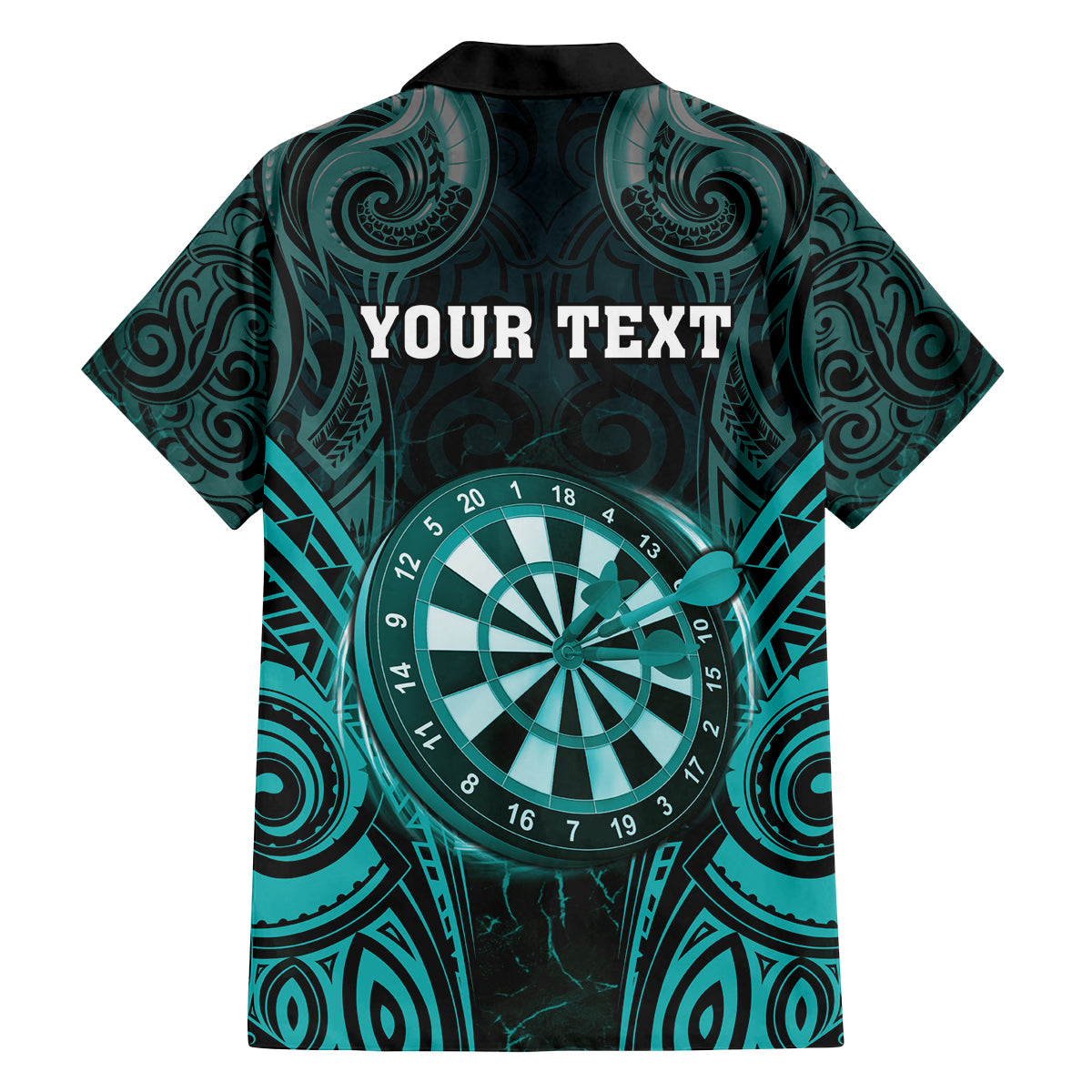 Personalised New Zealand Darts Family Matching Summer Maxi Dress and Hawaiian Shirt Turquoise Dart Board Maori Pattern