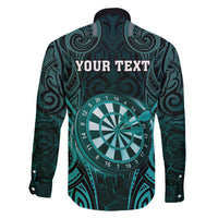 Personalised New Zealand Darts Family Matching Summer Maxi Dress and Hawaiian Shirt Turquoise Dart Board Maori Pattern