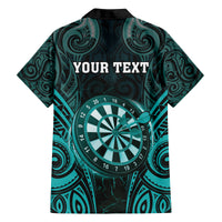 Personalised New Zealand Darts Family Matching Tank Maxi Dress and Hawaiian Shirt Turquoise Dart Board Maori Pattern