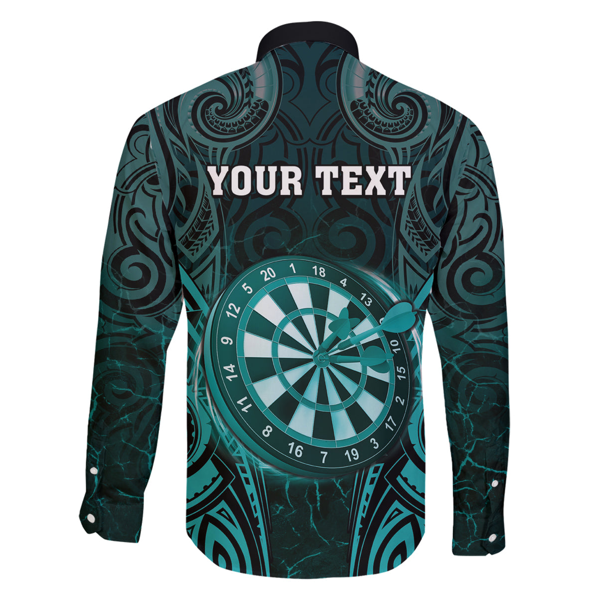 Personalised New Zealand Darts Family Matching Tank Maxi Dress and Hawaiian Shirt Turquoise Dart Board Maori Pattern