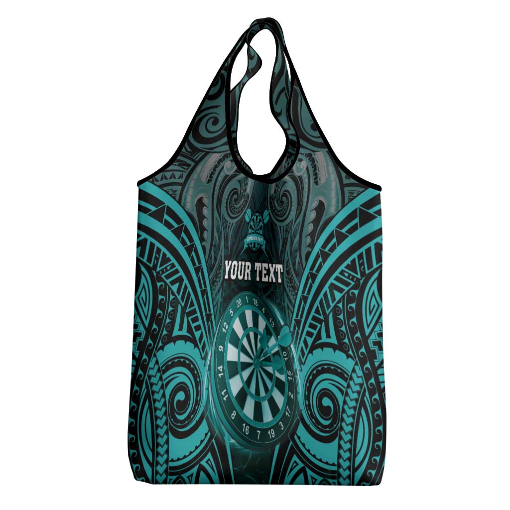 New Zealand Darts Personalised Grocery Bag Turquoise Dart Board Maori Pattern LT05 - Polynesian Pride