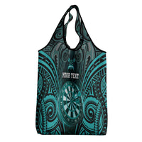New Zealand Darts Personalised Grocery Bag Turquoise Dart Board Maori Pattern LT05 - Polynesian Pride