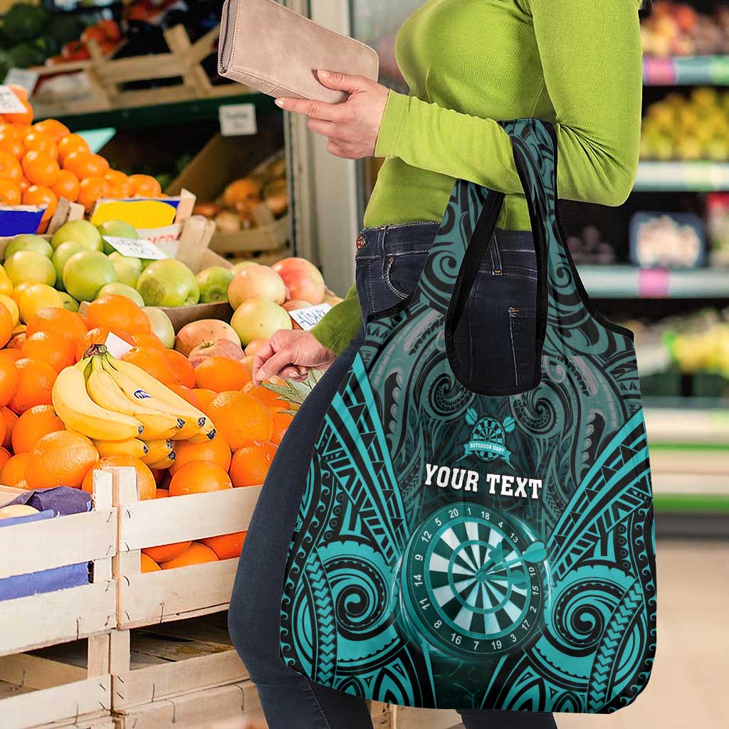 New Zealand Darts Personalised Grocery Bag Turquoise Dart Board Maori Pattern LT05 - Polynesian Pride