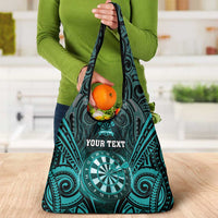 New Zealand Darts Personalised Grocery Bag Turquoise Dart Board Maori Pattern LT05 - Polynesian Pride