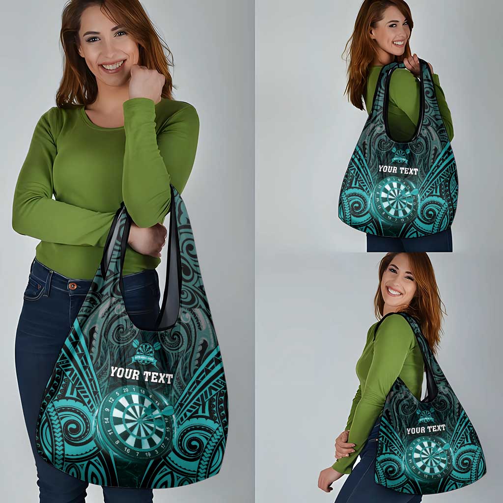 New Zealand Darts Personalised Grocery Bag Turquoise Dart Board Maori Pattern LT05 - Polynesian Pride