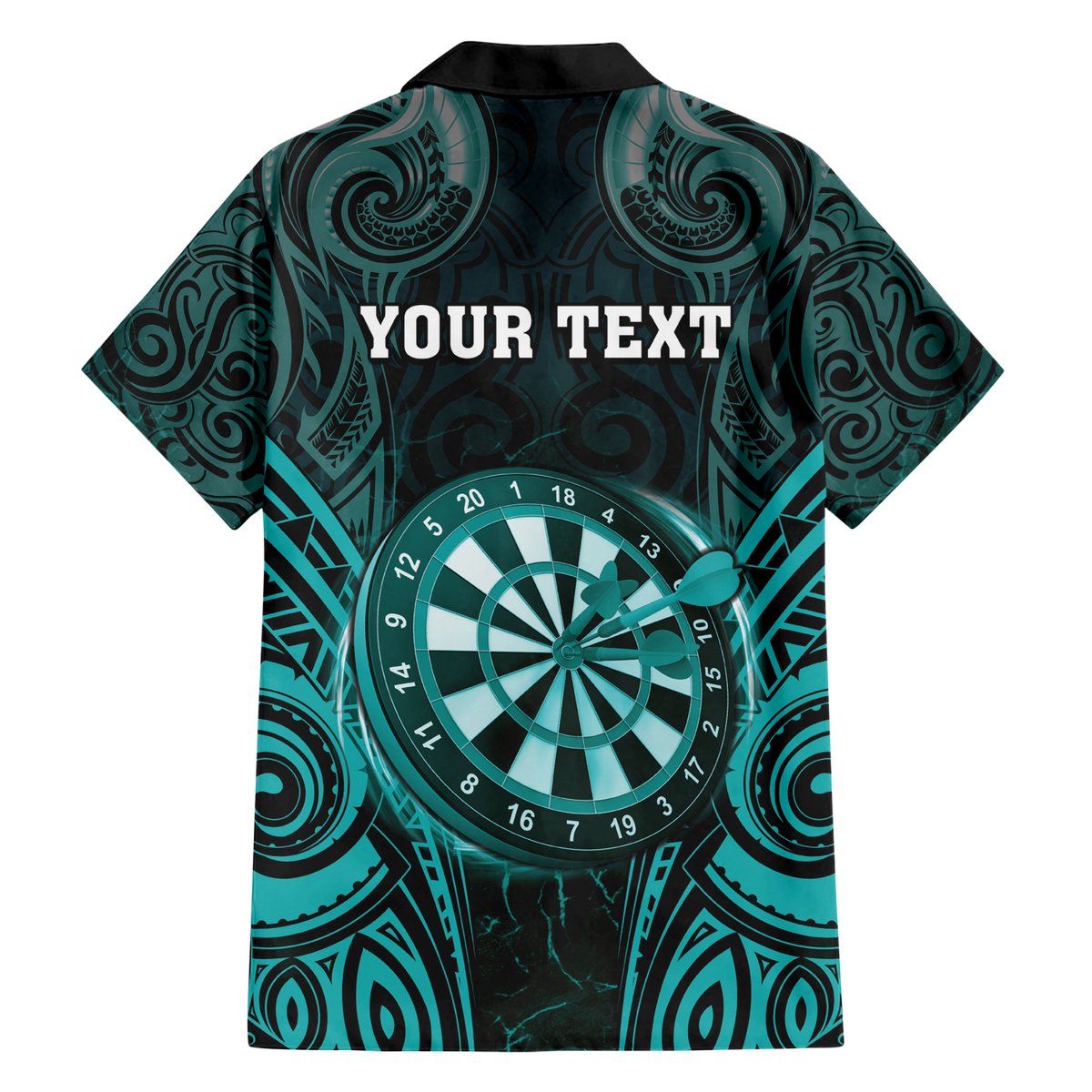 Personalised New Zealand Darts Hawaiian Shirt Turquoise Dart Board Maori Pattern LT05 - Polynesian Pride
