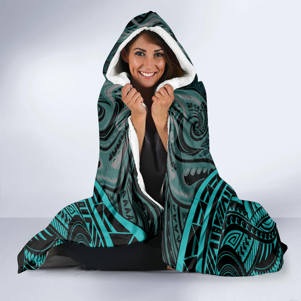 Personalised New Zealand Darts Hooded Blanket Turquoise Dart Board Maori Pattern LT05 - Polynesian Pride
