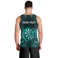 Personalised New Zealand Darts Men Tank Top Turquoise Dart Board Maori Pattern LT05 - Polynesian Pride