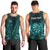 Personalised New Zealand Darts Men Tank Top Turquoise Dart Board Maori Pattern