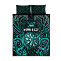 Personalised New Zealand Darts Quilt Bed Set Turquoise Dart Board Maori Pattern