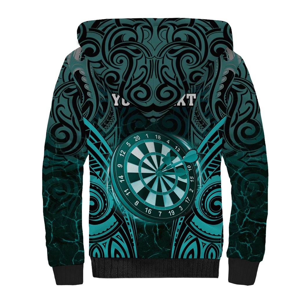 Personalised New Zealand Darts Sherpa Hoodie Turquoise Dart Board Maori Pattern LT05 - Polynesian Pride