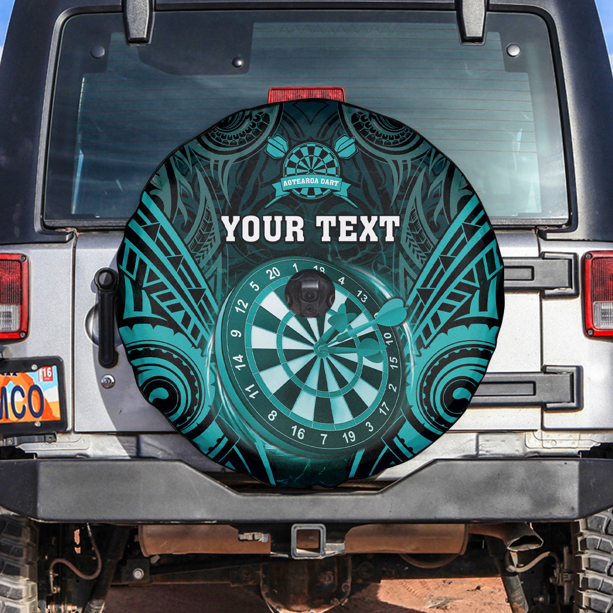 Personalised New Zealand Darts Spare Tire Cover Turquoise Dart Board Maori Pattern LT05 Turquoise - Polynesian Pride