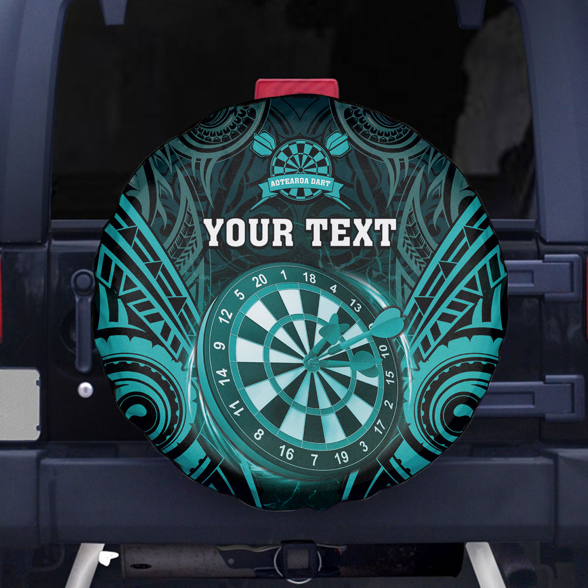 Personalised New Zealand Darts Spare Tire Cover Turquoise Dart Board Maori Pattern LT05 - Polynesian Pride