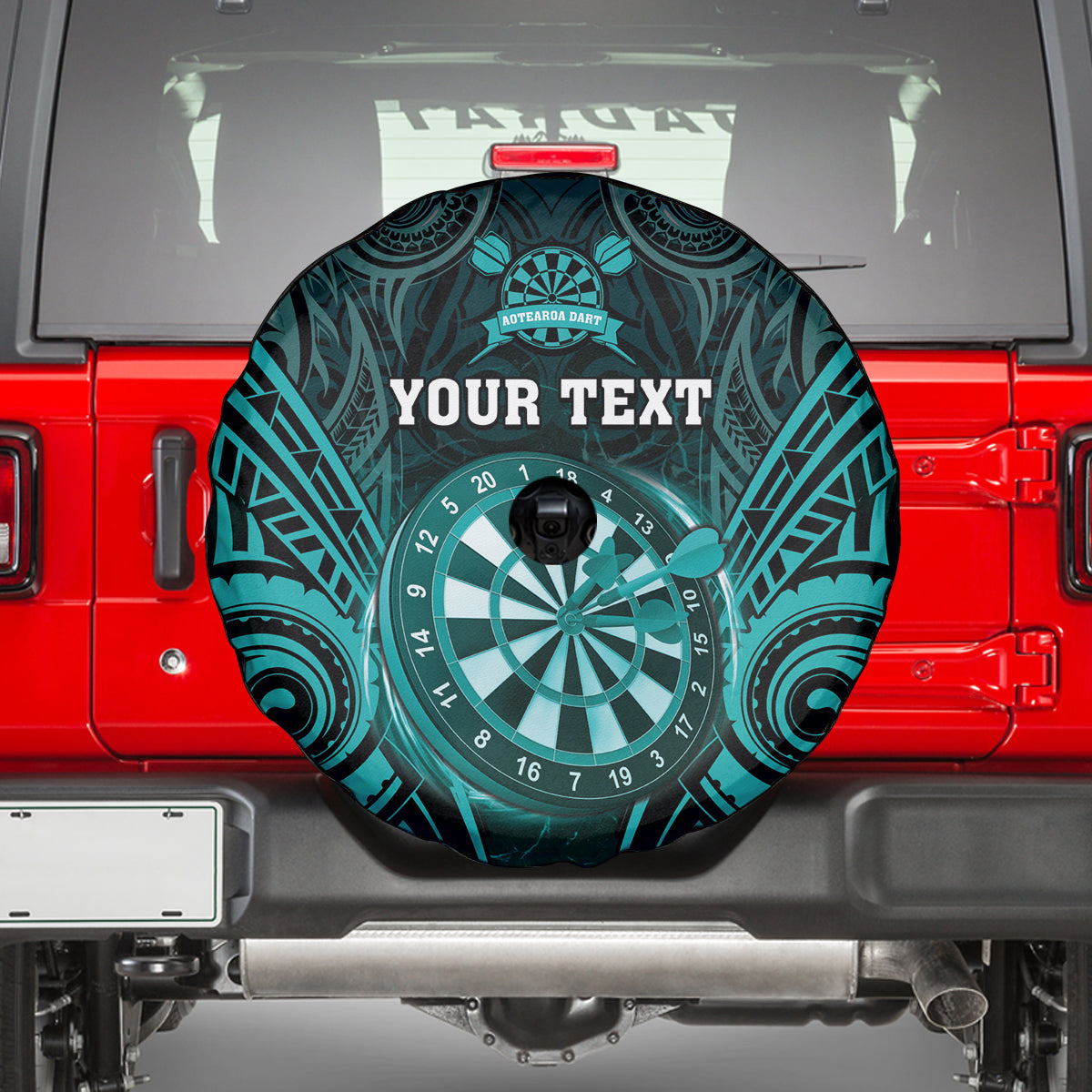 Personalised New Zealand Darts Spare Tire Cover Turquoise Dart Board Maori Pattern LT05 - Polynesian Pride