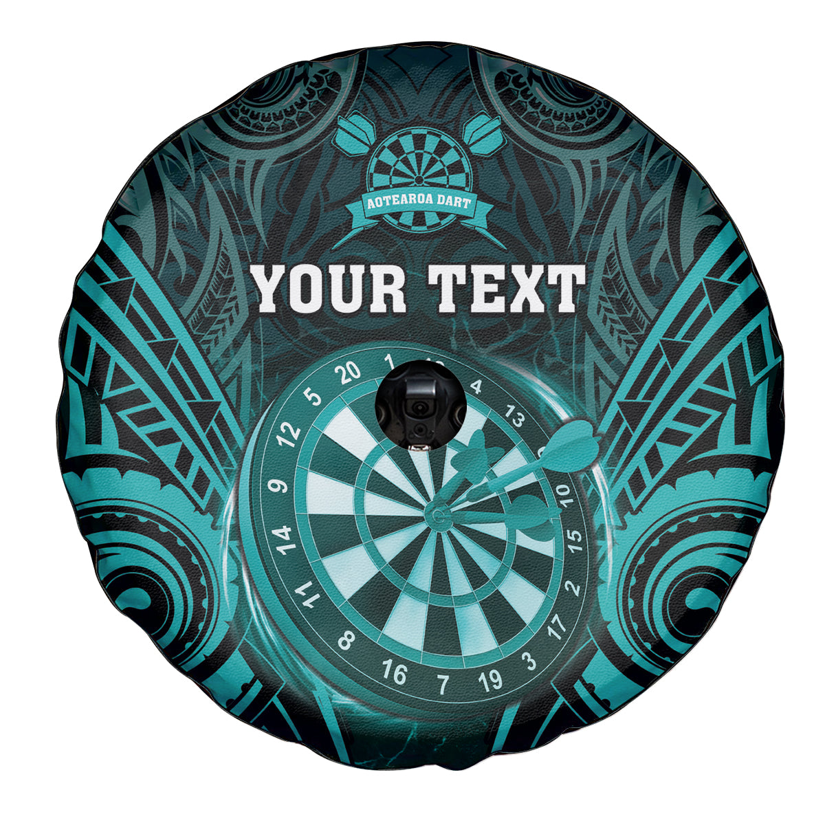 Personalised New Zealand Darts Spare Tire Cover Turquoise Dart Board Maori Pattern LT05 - Polynesian Pride