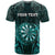 Personalised New Zealand Darts T Shirt Turquoise Dart Board Maori Pattern