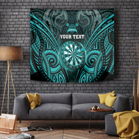 Personalised New Zealand Darts Tapestry Turquoise Dart Board Maori Pattern LT05 - Polynesian Pride