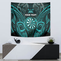 Personalised New Zealand Darts Tapestry Turquoise Dart Board Maori Pattern LT05 - Polynesian Pride