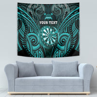 Personalised New Zealand Darts Tapestry Turquoise Dart Board Maori Pattern LT05 - Polynesian Pride