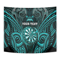 Personalised New Zealand Darts Tapestry Turquoise Dart Board Maori Pattern LT05 - Polynesian Pride