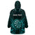 Personalised New Zealand Darts Wearable Blanket Hoodie Turquoise Dart Board Maori Pattern