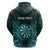 Personalised New Zealand Darts Zip Hoodie Turquoise Dart Board Maori Pattern