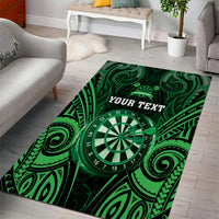 Personalised New Zealand Darts Area Rug Green Dart Board Maori Pattern