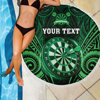 Personalised New Zealand Darts Beach Blanket Green Dart Board Maori Pattern LT05 - Polynesian Pride