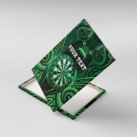 Personalised New Zealand Darts Canvas Wall Art Green Dart Board Maori Pattern LT05 With Frame Green - Polynesian Pride