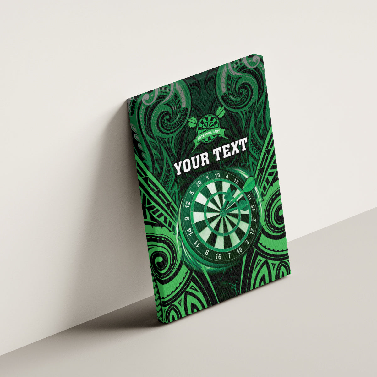 Personalised New Zealand Darts Canvas Wall Art Green Dart Board Maori Pattern LT05 - Polynesian Pride