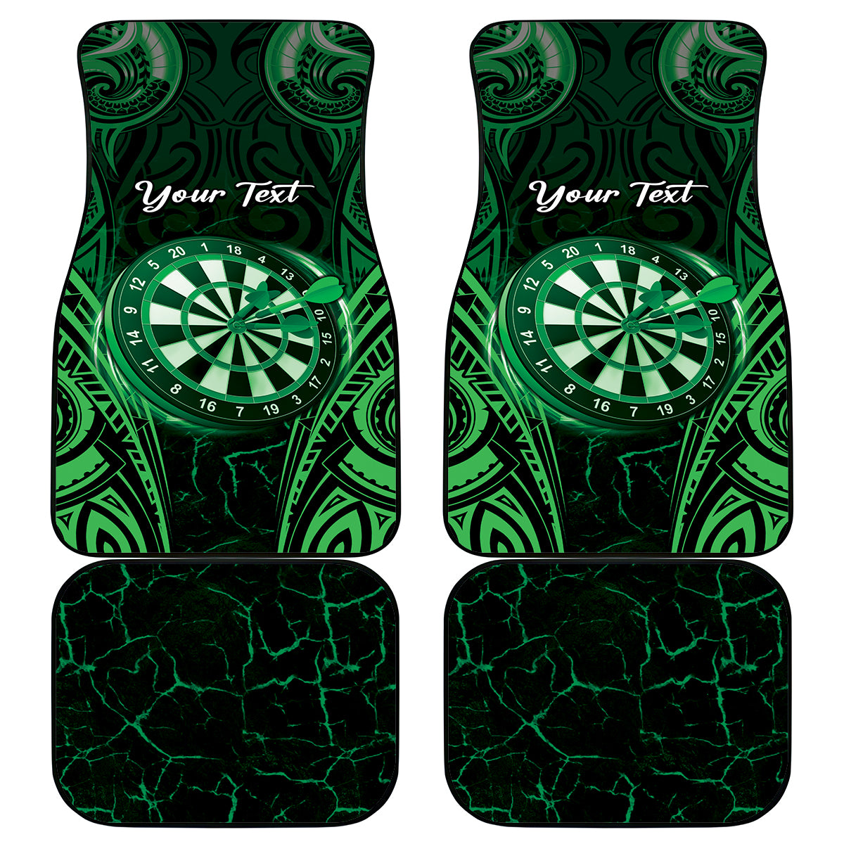 Personalised New Zealand Darts Car Mats Green Dart Board Maori Pattern LT05 - Polynesian Pride