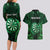 Personalised New Zealand Darts Couples Matching Long Sleeve Bodycon Dress and Hawaiian Shirt Green Dart Board Maori Pattern