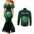 Personalised New Zealand Darts Couples Matching Mermaid Dress and Long Sleeve Button Shirt Green Dart Board Maori Pattern