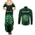 Personalised New Zealand Darts Couples Matching Summer Maxi Dress and Long Sleeve Button Shirt Green Dart Board Maori Pattern