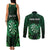 Personalised New Zealand Darts Couples Matching Tank Maxi Dress and Long Sleeve Button Shirt Green Dart Board Maori Pattern