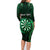 Personalised New Zealand Darts Family Matching Long Sleeve Bodycon Dress and Hawaiian Shirt Green Dart Board Maori Pattern