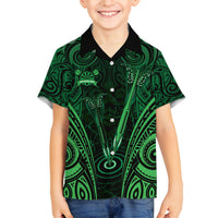 Personalised New Zealand Darts Family Matching Long Sleeve Bodycon Dress and Hawaiian Shirt Green Dart Board Maori Pattern