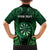 Personalised New Zealand Darts Family Matching Off Shoulder Maxi Dress and Hawaiian Shirt Green Dart Board Maori Pattern